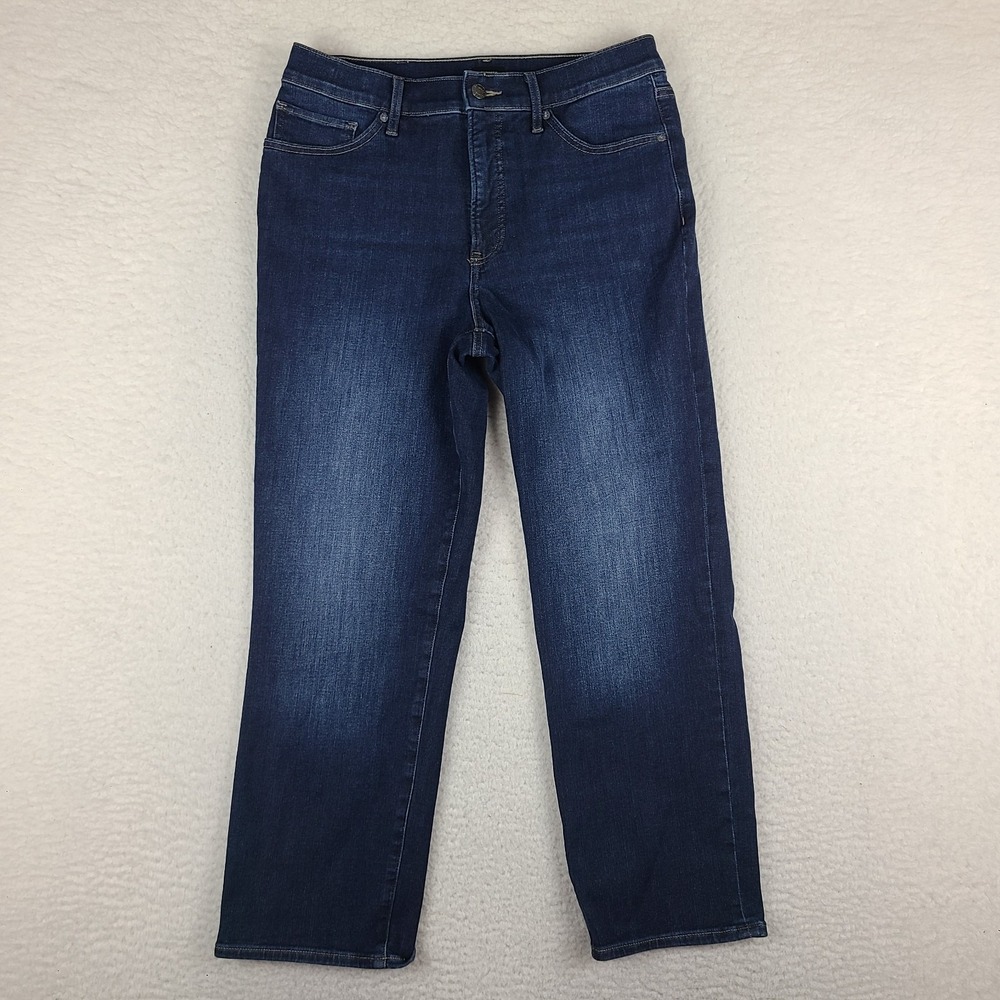 EXPRESS Jeans‎ Womens 10 Blue Straight Ankle High Rise Hyper Stretch Dark Wash